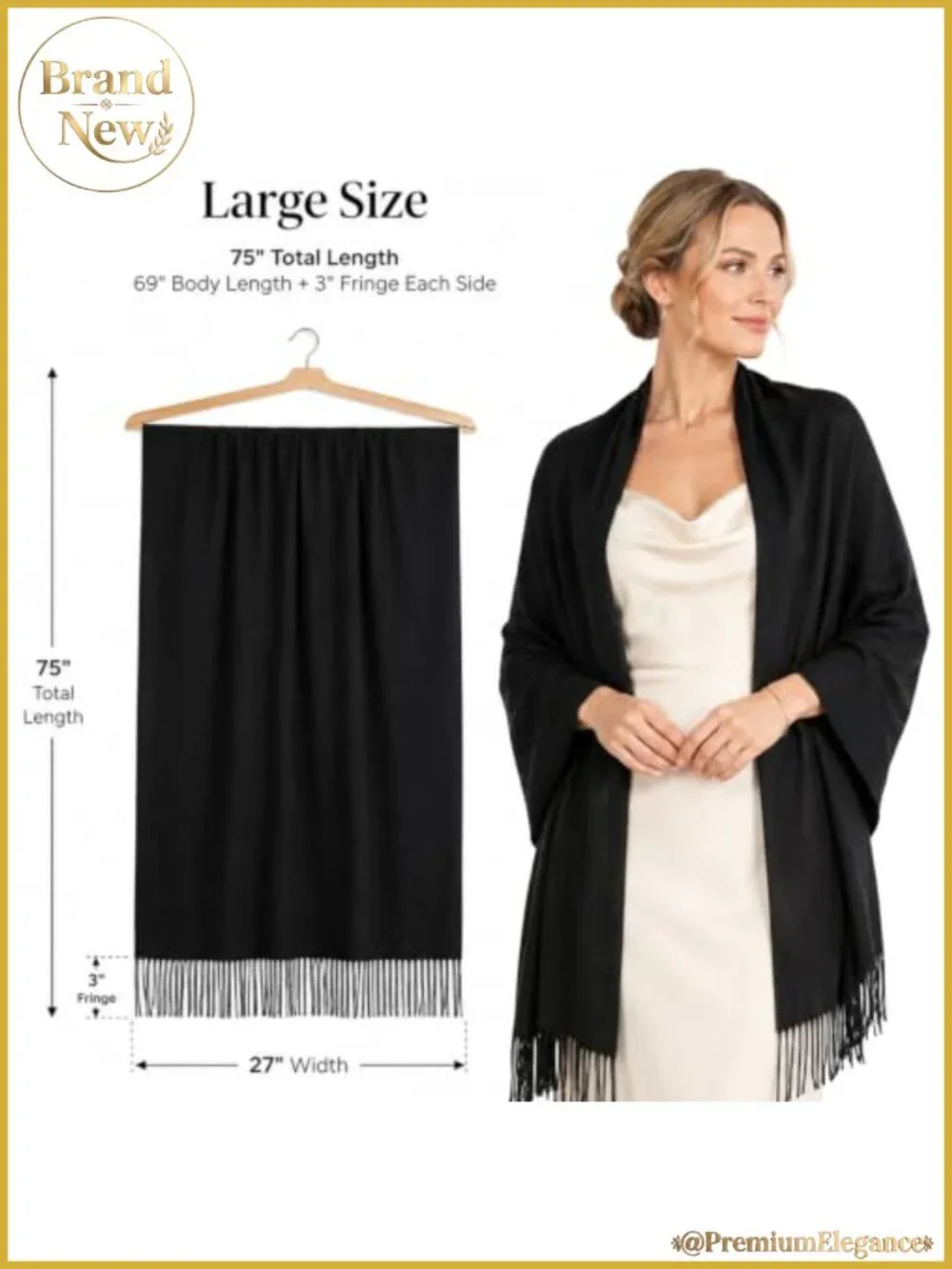 Fringe Shawl Wrap Pashmina Scarf for Wedding Evening
